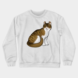 Cat - American Curl - Shorthair White and Tabby Crewneck Sweatshirt